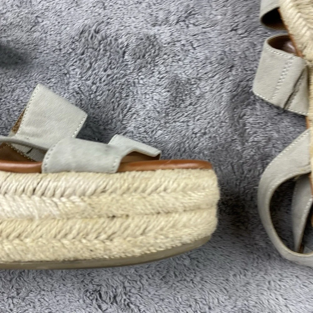 American Eagle Espadrille Platform Sandals  Womens Size 7 Faux Suede Beige